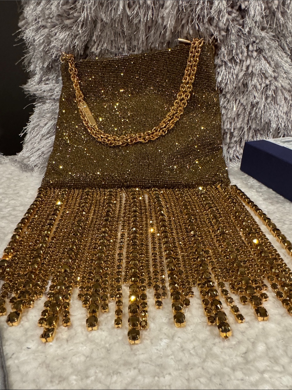 Swarovski Gold Crystal Fringe Evening Bag